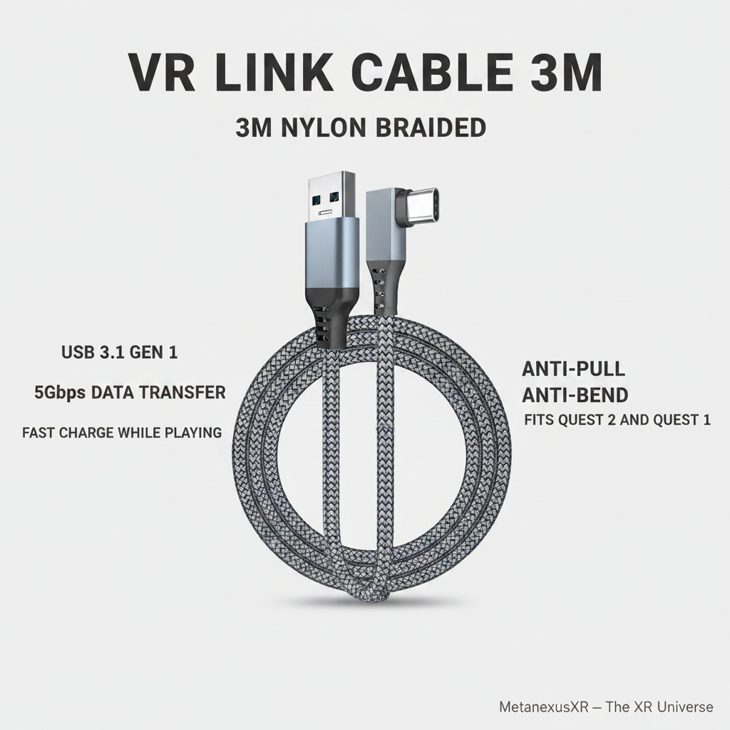 USB-A to Type-C 3m VR cable coiled — Metanexus XR