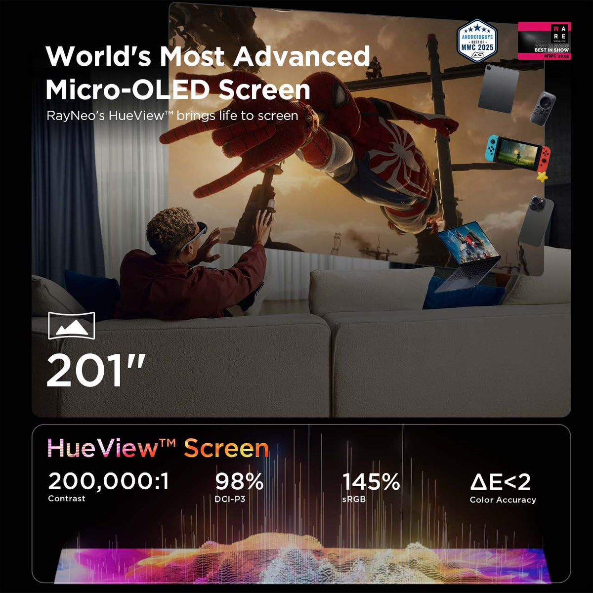 Movie Glasses – 201" Colour-Accurate Micro-OLED with Game, Movie and Standard Modes – movie glasses – photo 2 of 21