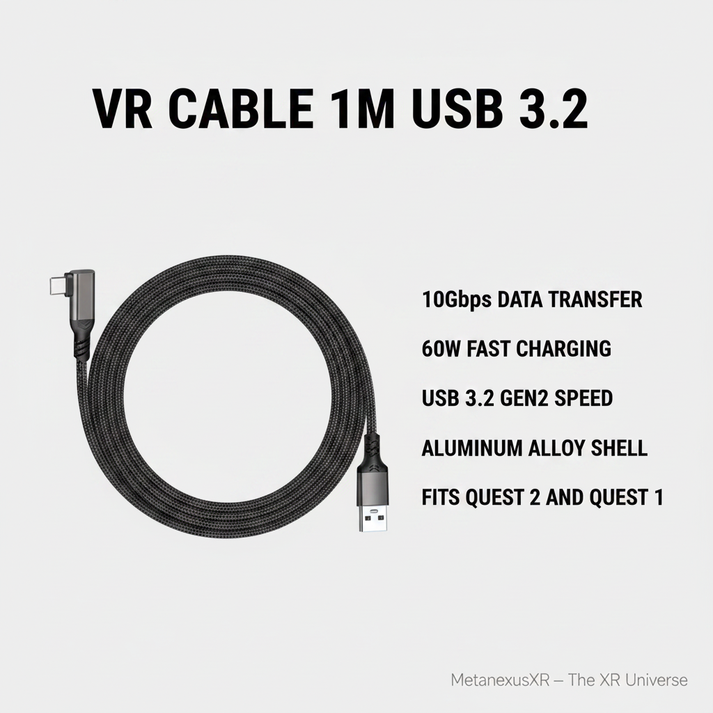 Aluminum alloy gold-plated connector on 1m VR fast charging cable — Metanexus XR
