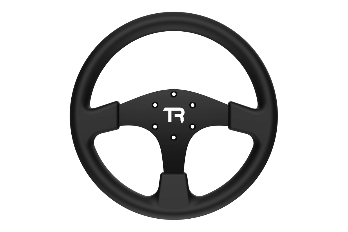 330 mm Round Sim Racing Wheel Rim – Aluminium with Silicone Grips, 70 mm PCD – 330 mm round aluminium sim racing wheel rim with silicone grips – photo 1 of 8