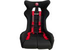 4-Point Racing Harness for Sim Racing & Flight Sim Cockpits – Black or Red, Motion & Tensioner Ready – 4-point racing harness on a sim racing bucket seat – photo 1 of 9