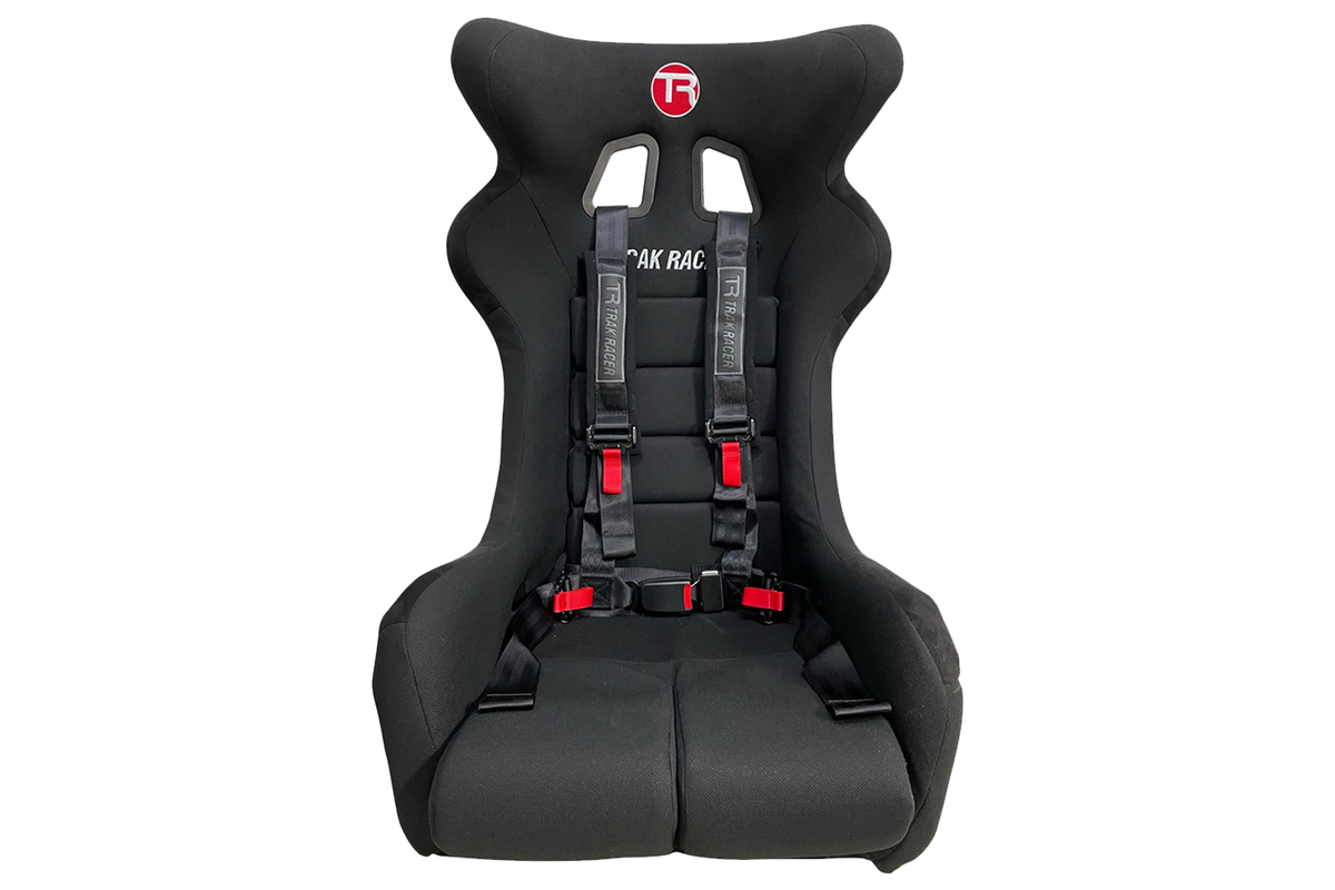 4-Point Racing Harness for Sim Racing & Flight Sim Cockpits – Black or Red, Motion & Tensioner Ready – 4-point racing harness on a sim racing bucket seat – photo 6 of 9