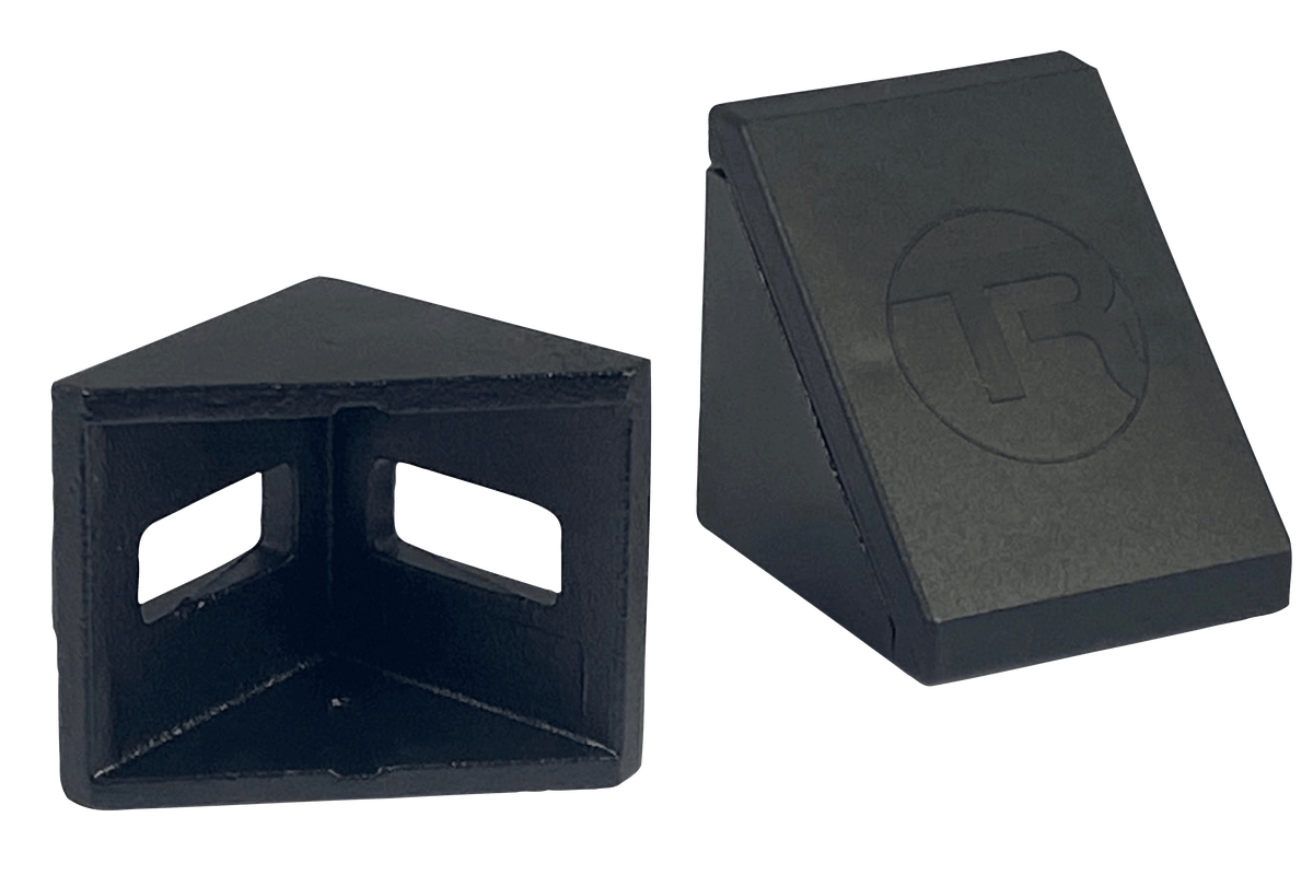 40 mm Aluminium Corner Brackets with Covers for 8 mm Slot Profile – Set of 4, Black Anodised – black anodised 40 mm corner brackets with covers – photo 3 of 8