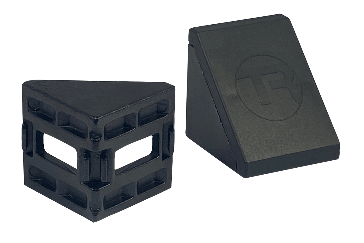 40 mm Aluminium Corner Brackets with Covers for 8 mm Slot Profile – Set of 4, Black Anodised – black anodised 40 mm corner brackets with covers – photo 5 of 8
