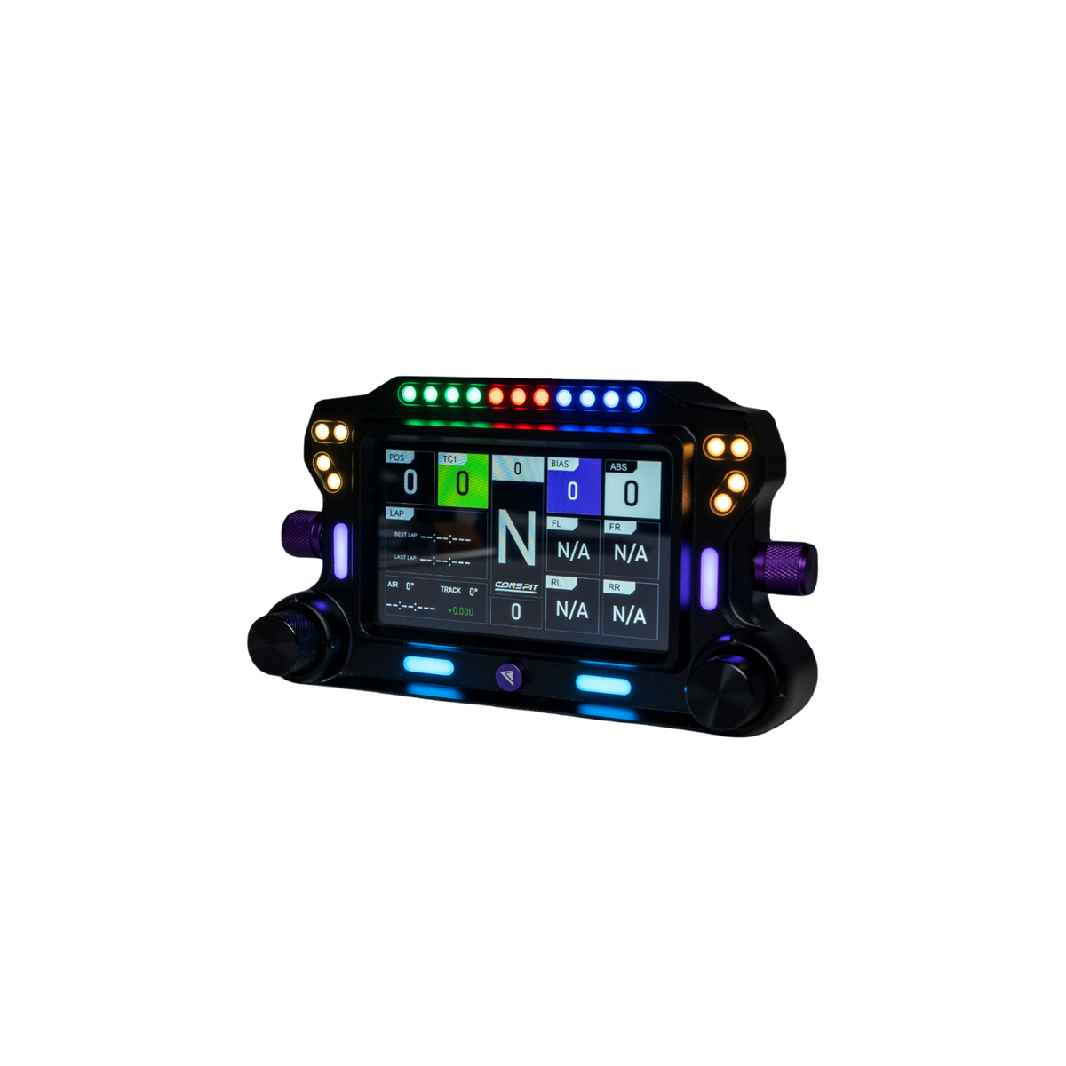 5-Inch Sim Racing Dashboard – IPS Touchscreen, 31 RGB LEDs, 4 Encoders, SimHub – 5-inch sim racing dashboard with RGB LEDs and encoder knobs – photo 1 of 8