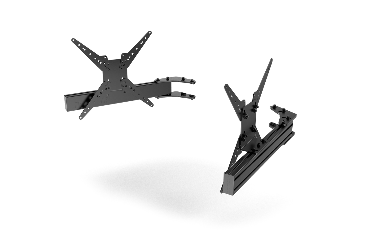 580 mm Add-On Triple Monitor Arms for Aluminium Stands – 80x40 Profile, Screens up to 45 Inch – pair of 580 mm aluminium add-on triple monitor arms – photo 1 of 1