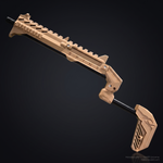 Desert tan magnetic VR gun stock for Quest 3 on the SPINE frame - MetanexusXR MNX-GST-SPINE-TAN