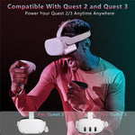 5000mAh power bank connected to a Meta Quest 3 headset by USB-C