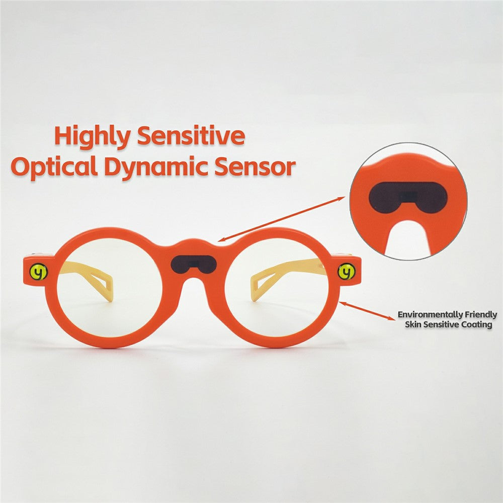 Orange kids blue light glasses, side view of the lightweight 40 g frame (SKU 6804000797A)