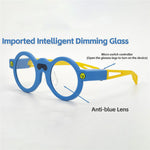 Child wearing orange blue light glasses for kids while using a tablet (SKU 6804000797A)