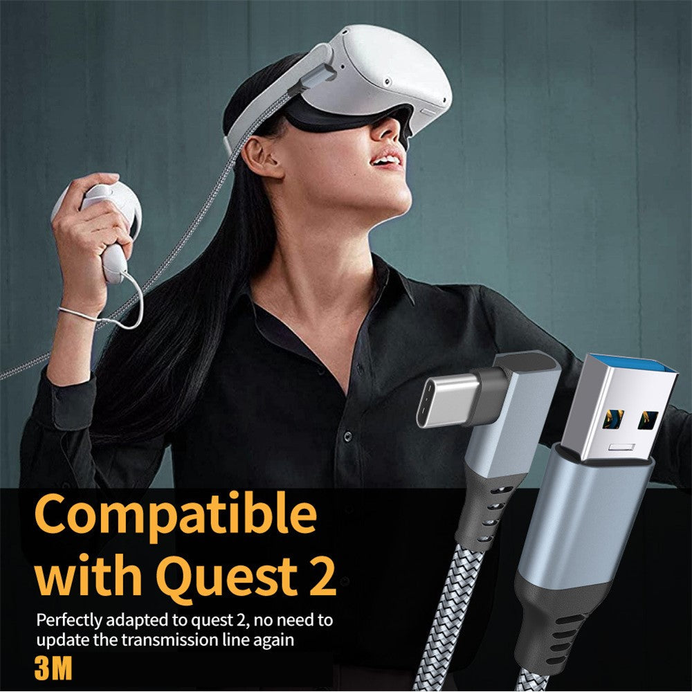 For Oculus Quest 2/1 Link Cable 3m USB 3.1 Type-C Data Line USB-A to Type-C Braided Cord Metanexus XR