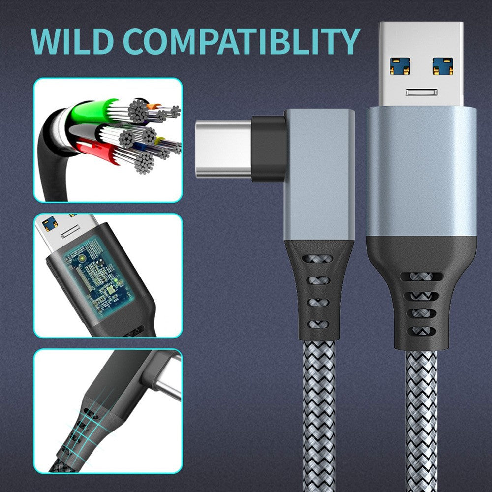 VR link cable connected to an Oculus Quest headset
