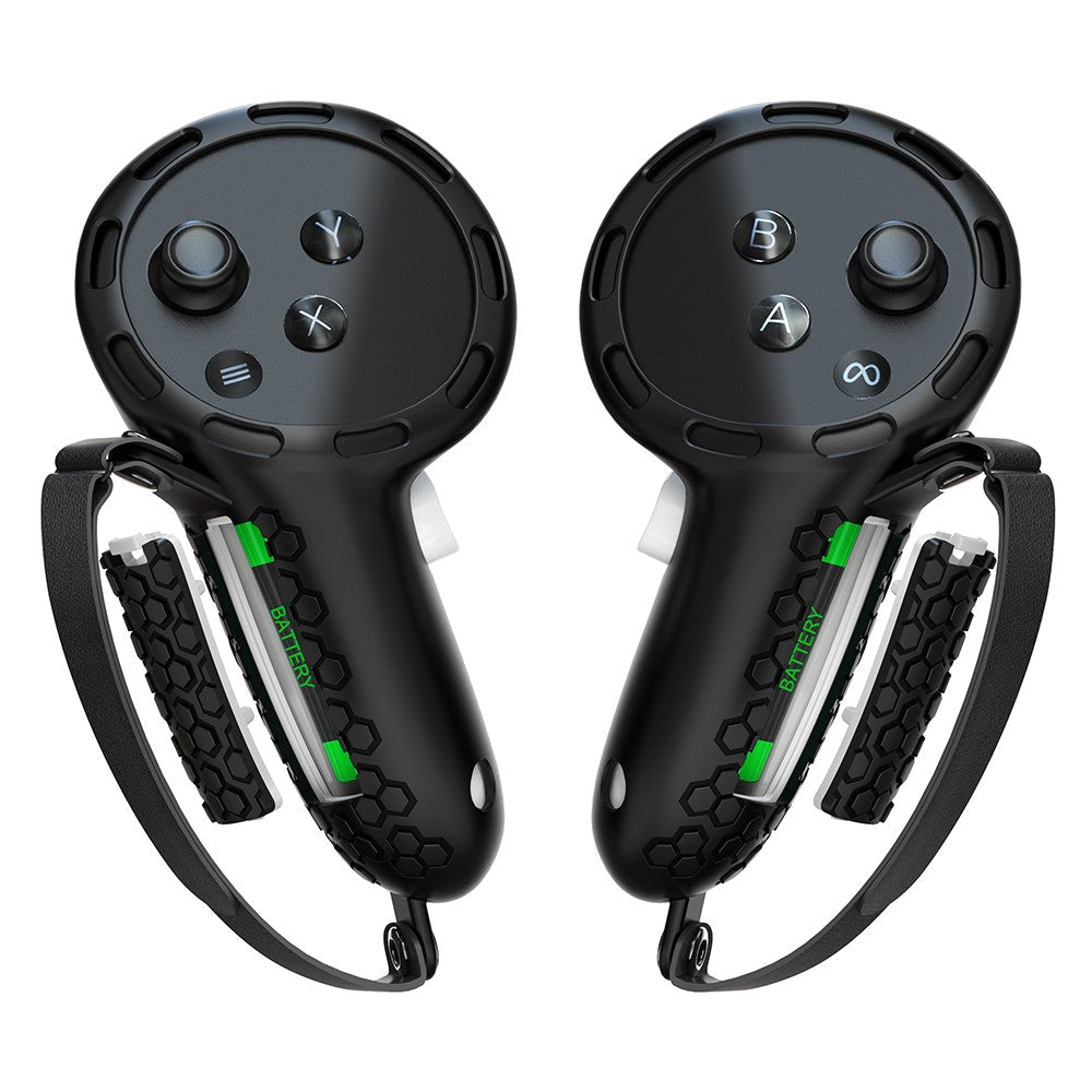 Quest 3/3S controller cover with battery access, pair front view