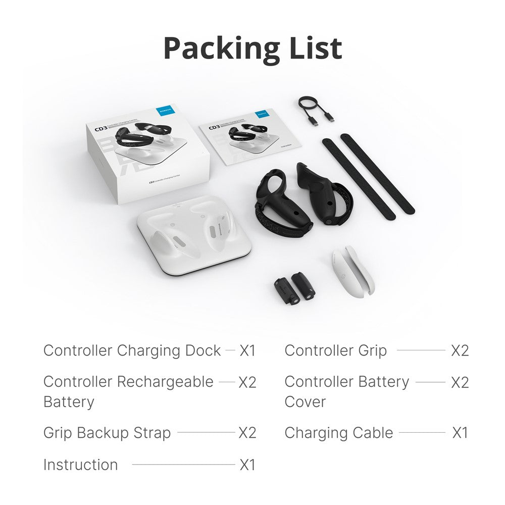 BOBOVR CD3 For Meta Quest 3 / Meta Quest 3S VR Grip Controller Charging Dock Metanexus XR