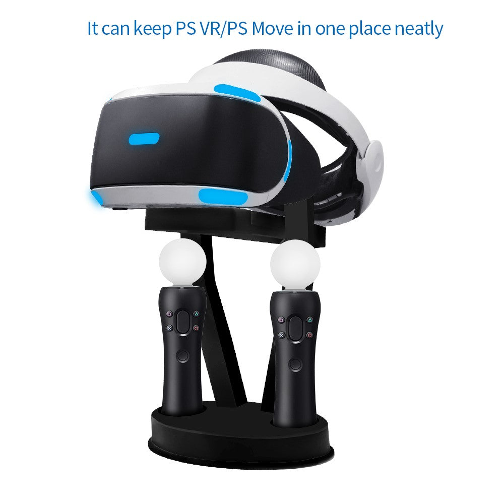 Quest 2 storage stand holding headset and controllers