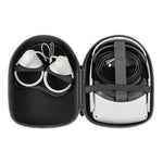 Quest 2 Elite Strap case size reference next to headset and strap - Metanexus XR