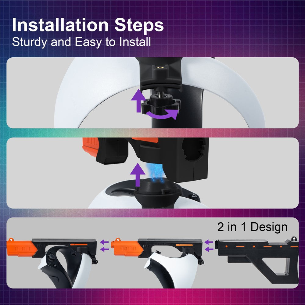 PS VR2 gun stock held in both hands, rifle-style grip