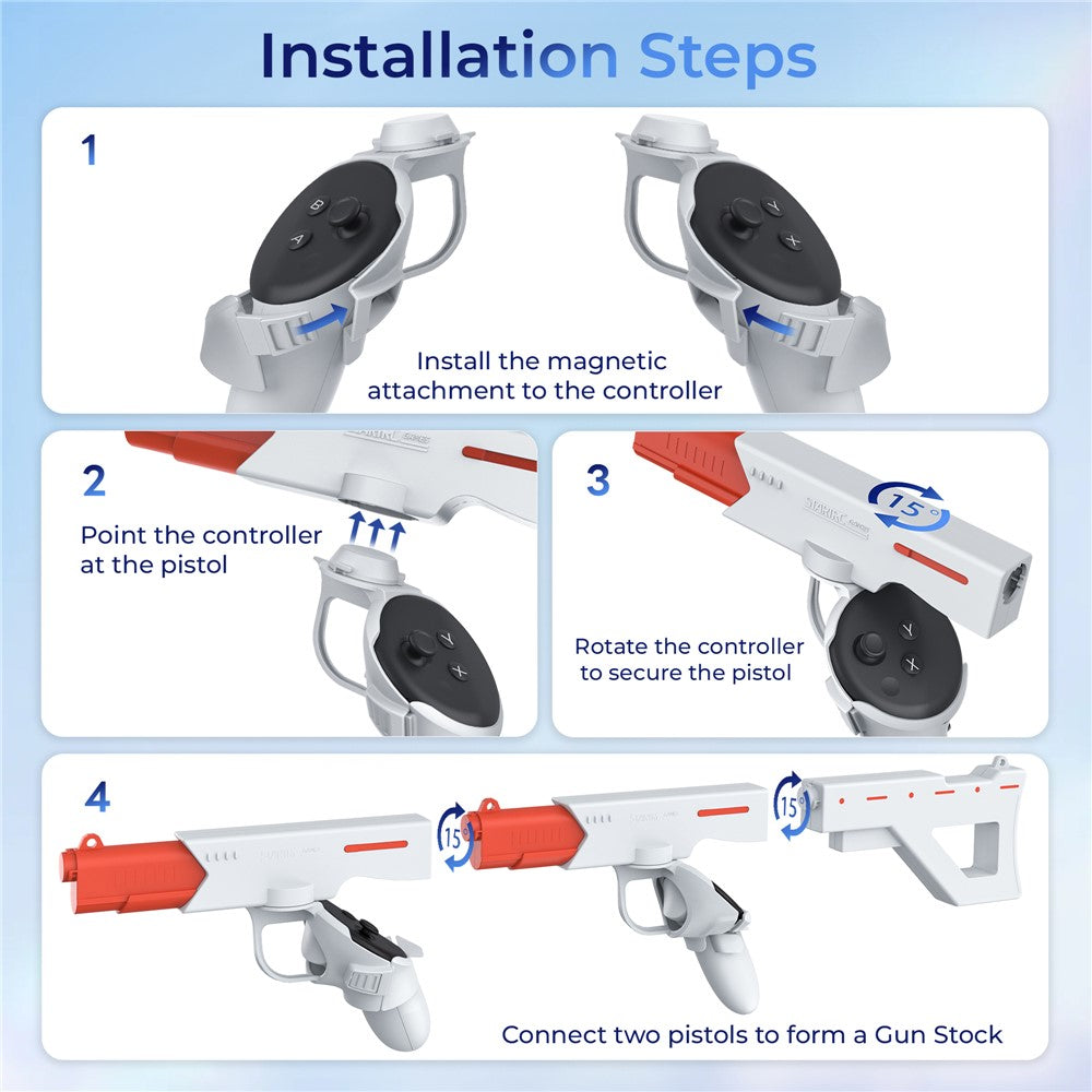 DEVASO magnetic gun stock in white for the Meta Quest 3