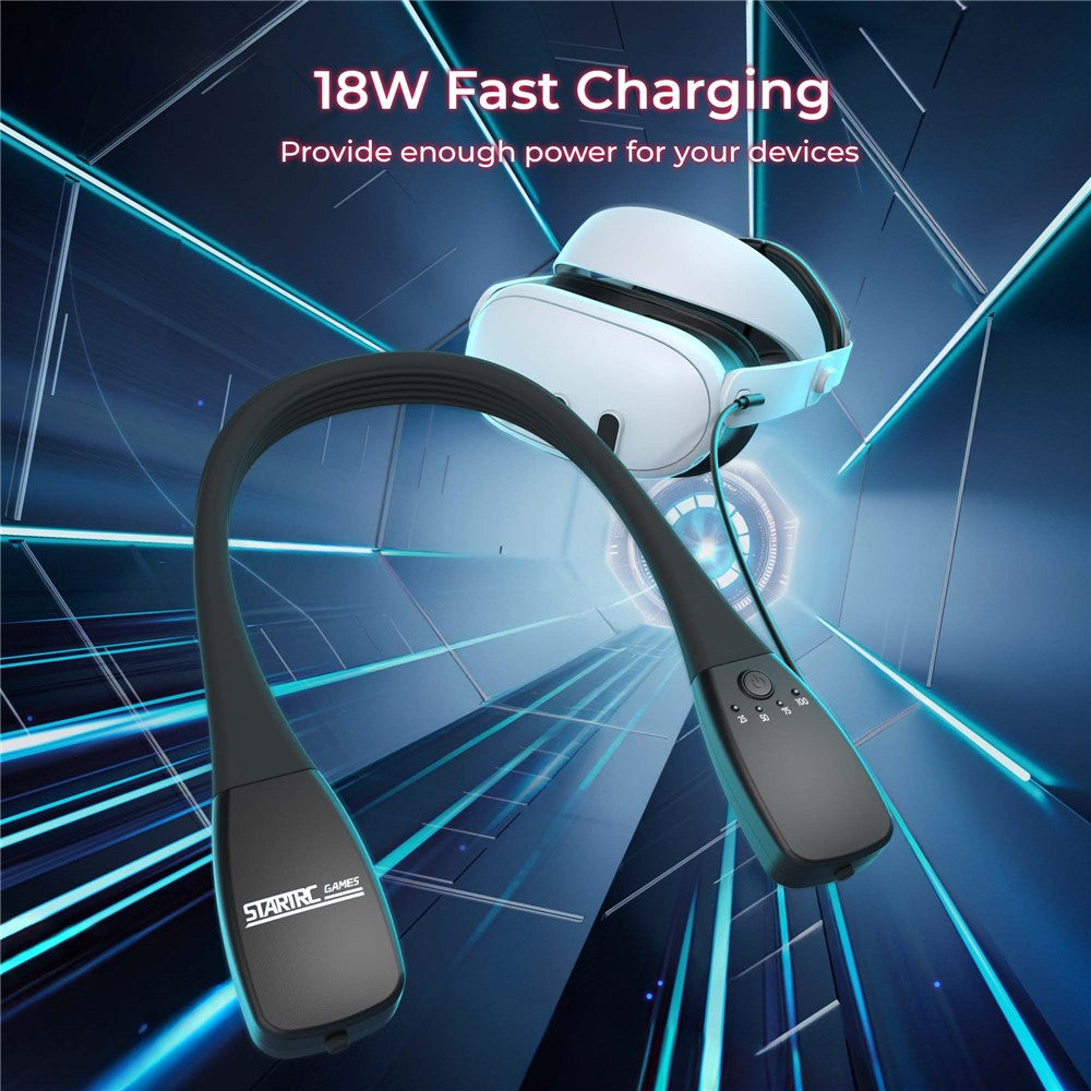 VR neck power bank band resting across both shoulders