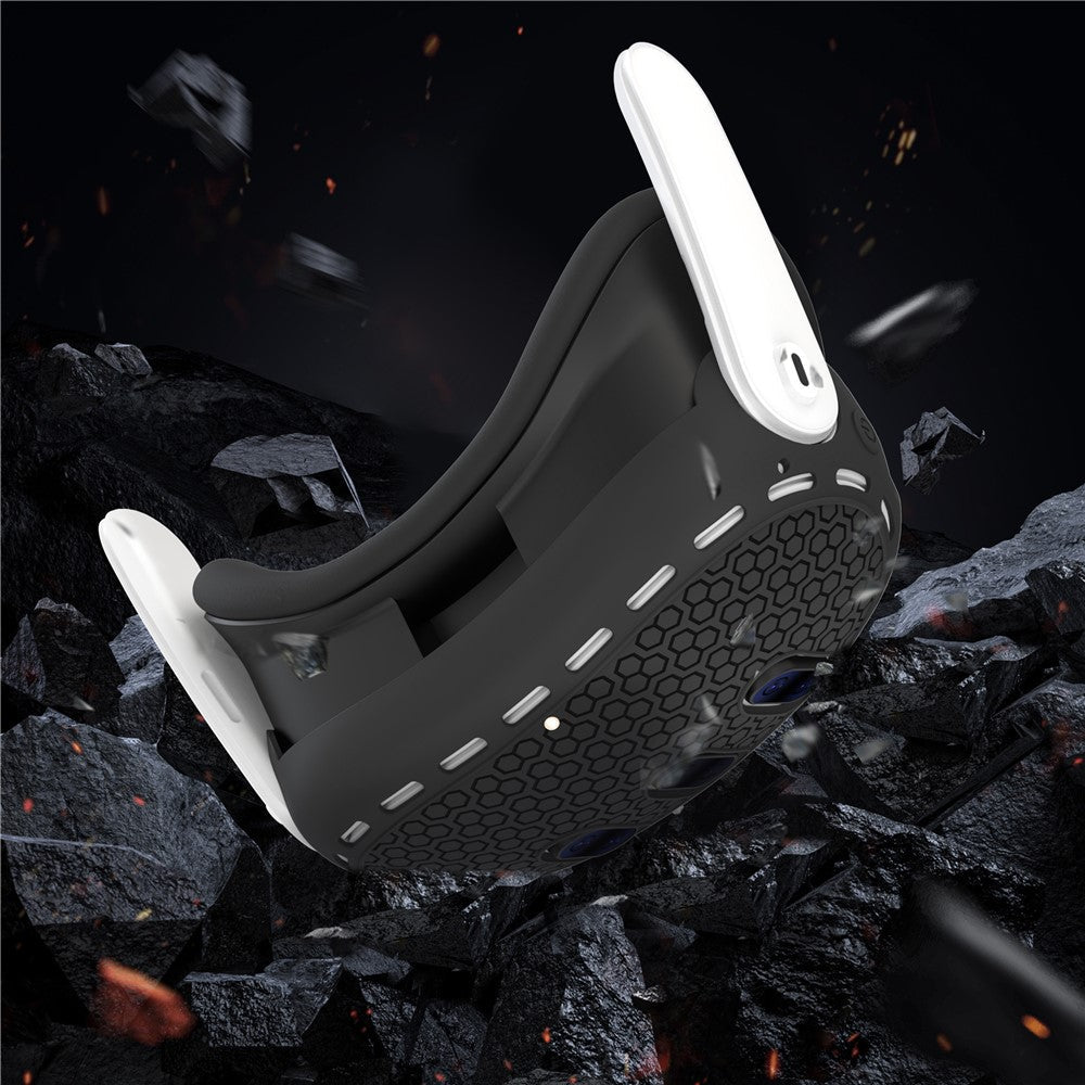 Meta Quest 3 silicone case fitted on the headset, front view