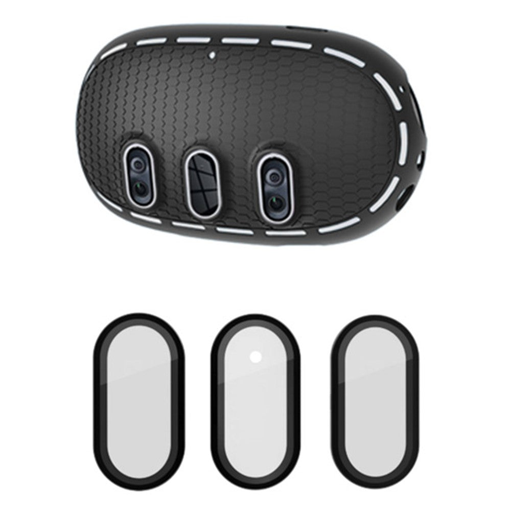 Meta Quest 3 silicone case with tempered glass lens film, full set