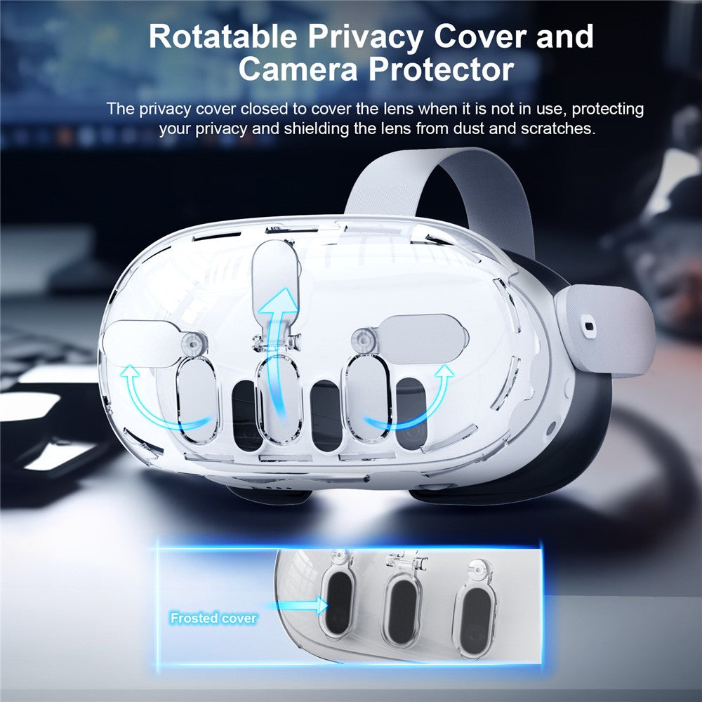 Quest 3 clear PC case showing the camera lens protector cutout