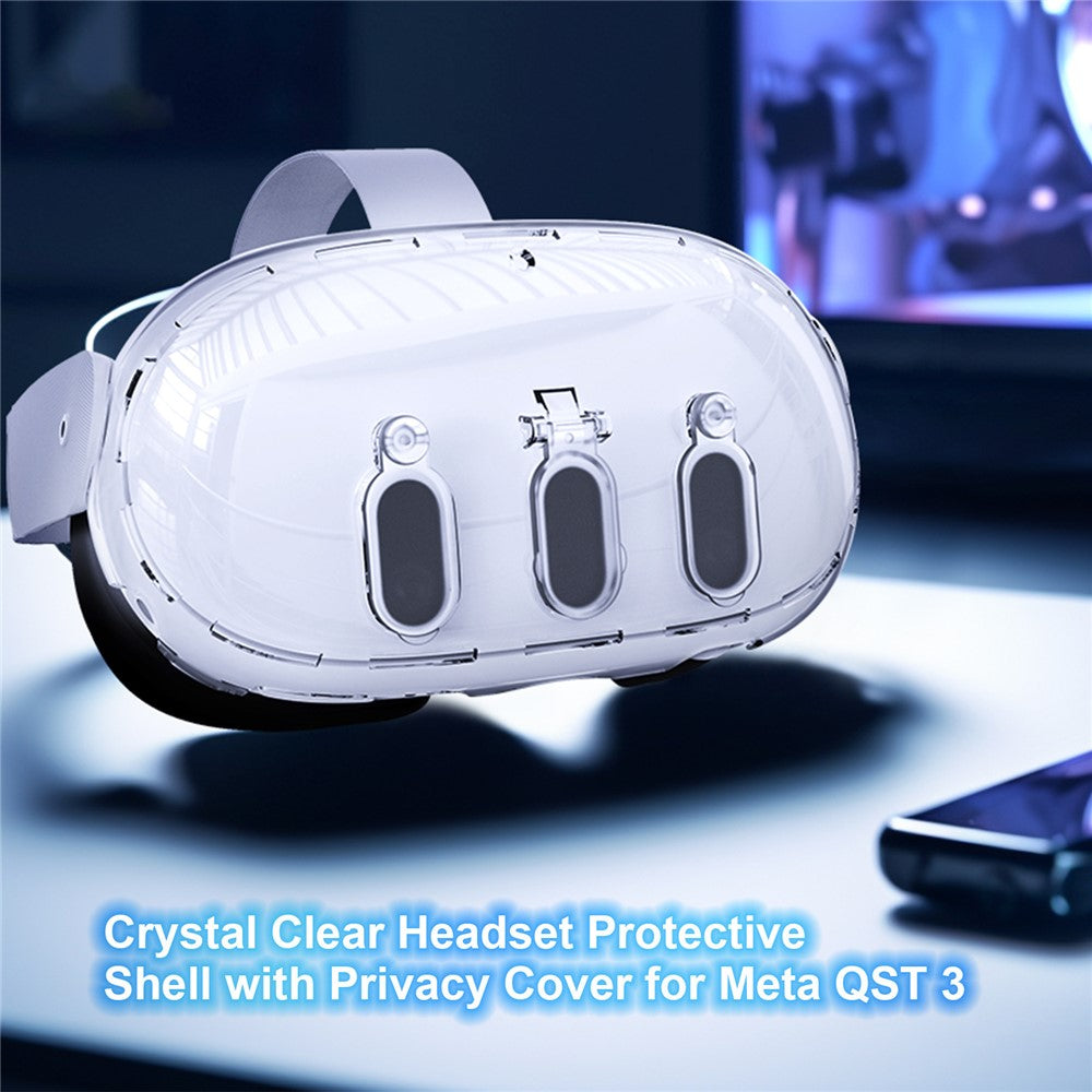 Quest 3 clear PC case, side view with ventilation holes