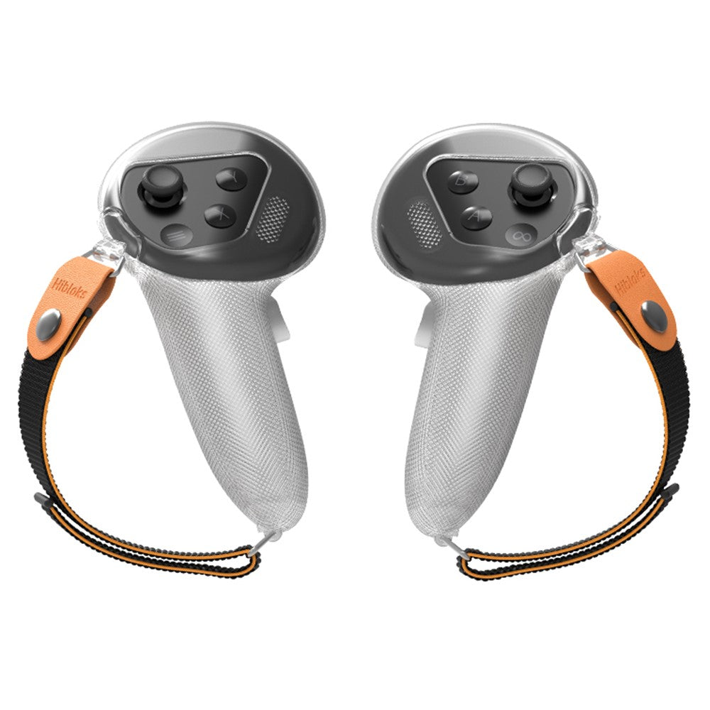 Hibloks Quest 3 controller case with leather strap, pair front view
