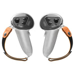 Hibloks Quest 3 controller case with leather strap, pair front view