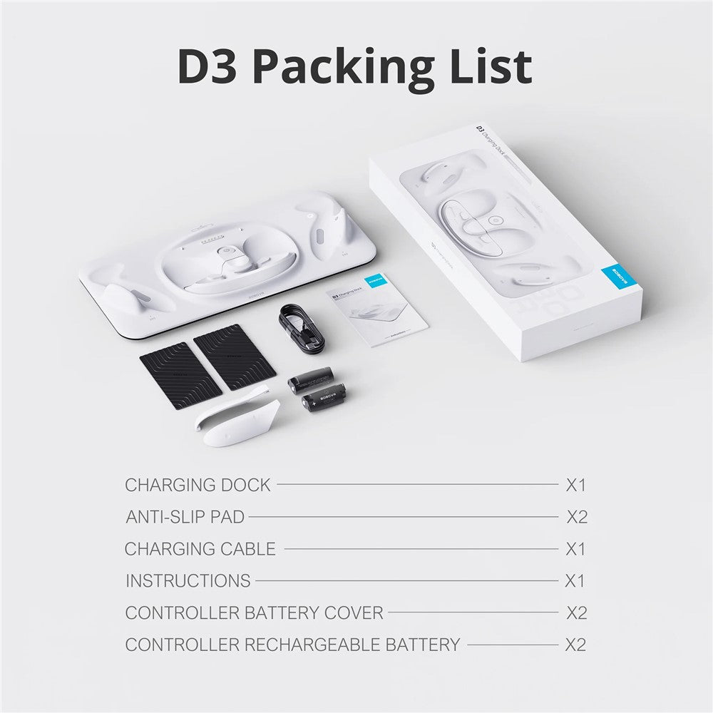 BOBOVR D3 For Meta Quest 3 VR Headset Controller Battery Charging Dock with 2 Batteries Metanexus XR