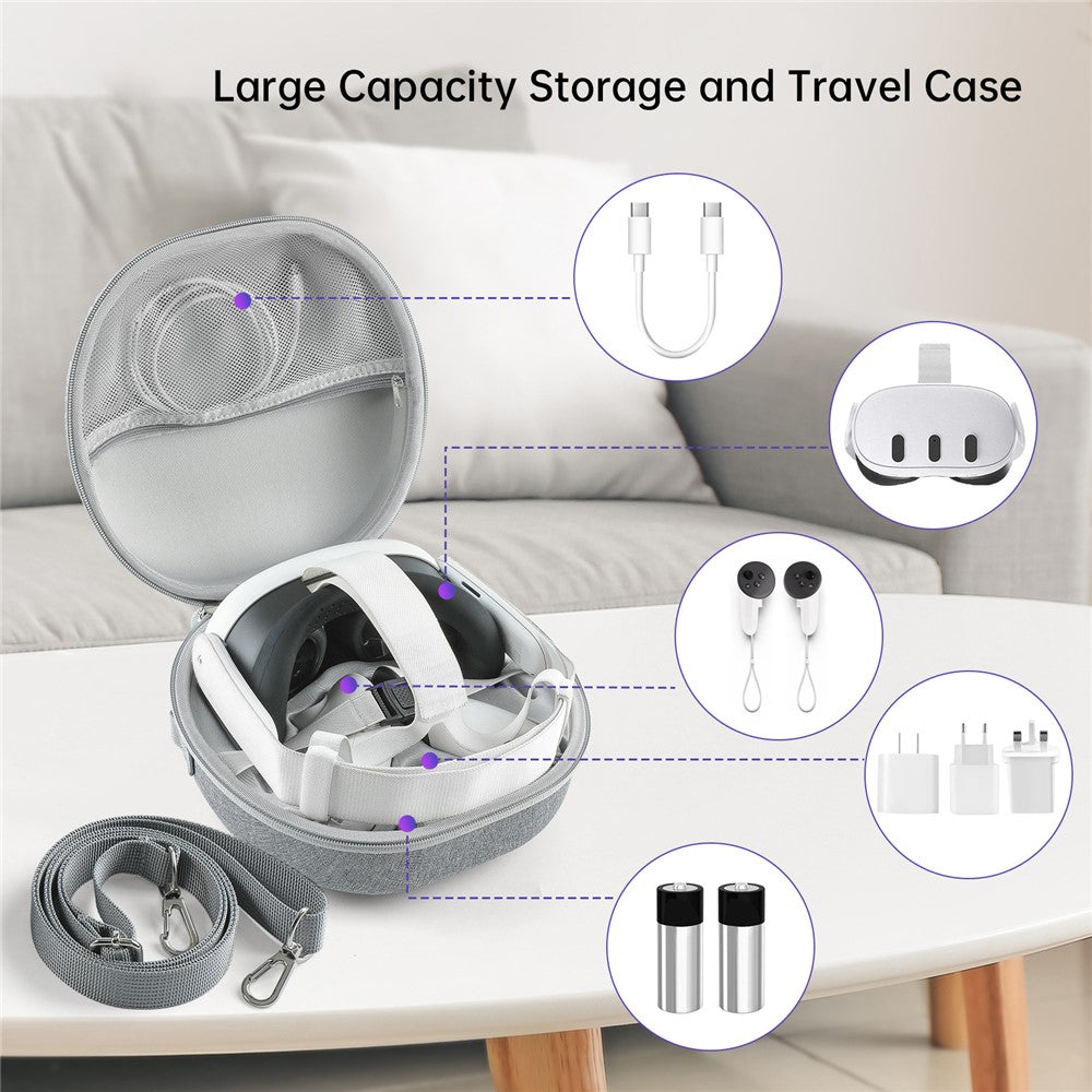 JYS JYS-MQ007 hard case size reference next to Quest 3 headset - Metanexus XR