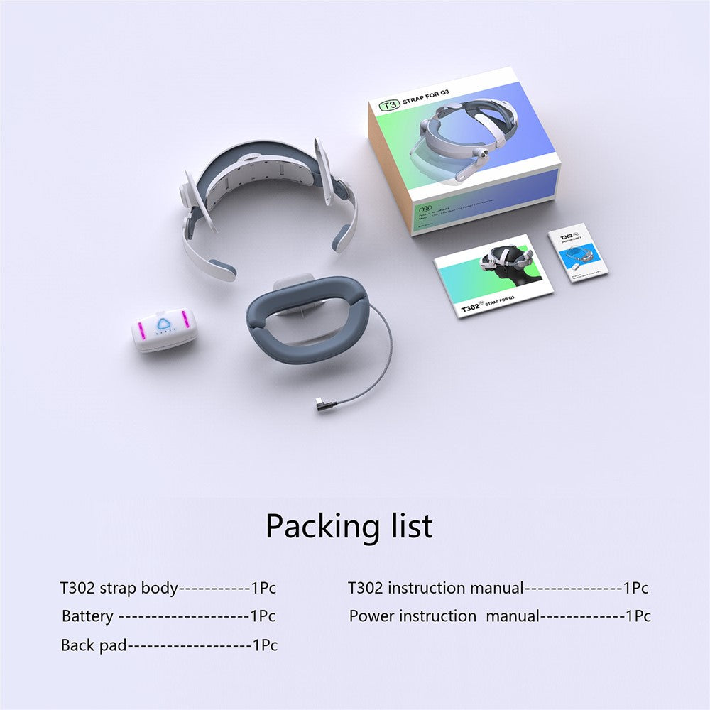 T302POWER For Meta Quest 3 / Quest 3S Headband VR Headset Accessory Head Strap with Ambient Lighting 5000mAh Battery Metanexus XR