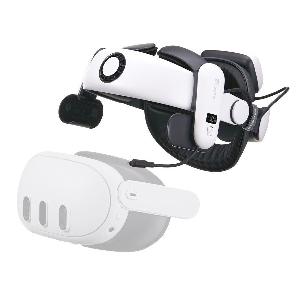 BOBOVR S3 Pro strap fitted to a Meta Quest 3S headset