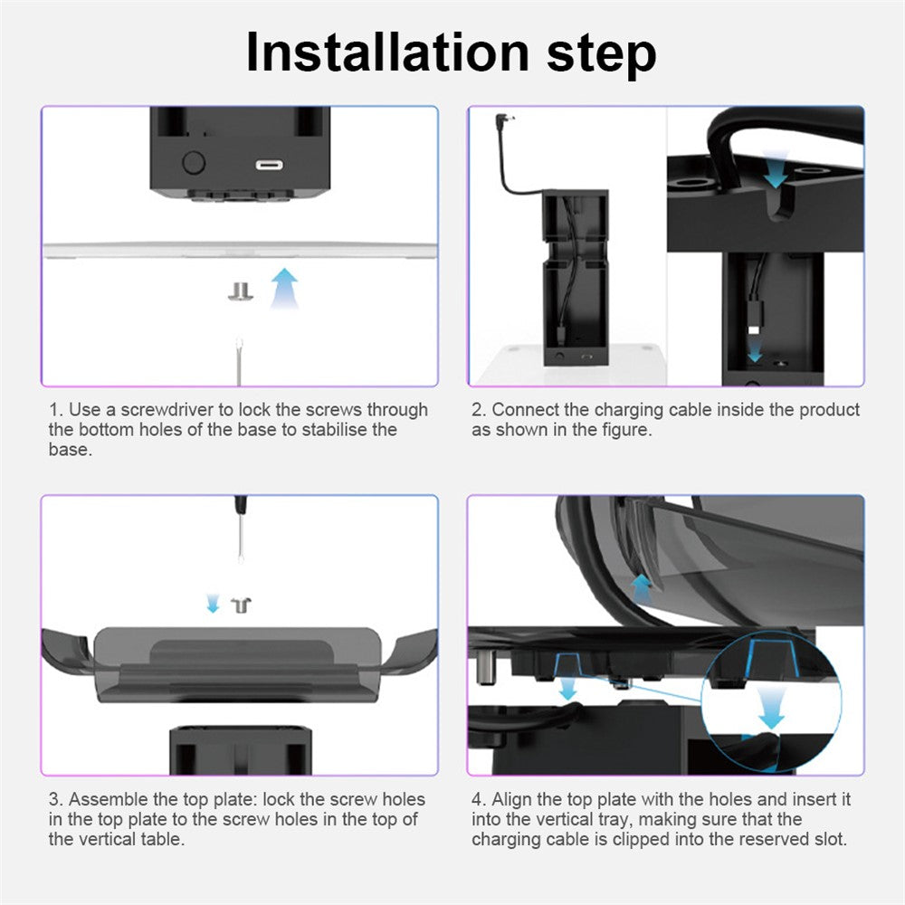 RGB charging stand, assembly parts laid out