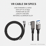 5m USB 3.2 Gen2 VR link cable full length laid out — Metanexus XR