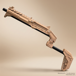 Desert tan VR gun stock side profile, SPINE two-hand frame - MetanexusXR