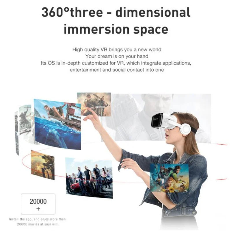 Front view of the Wireless VR headset for phone (fits up to 7.2in), dual lenses and phone tray visible | MetaNexusXR