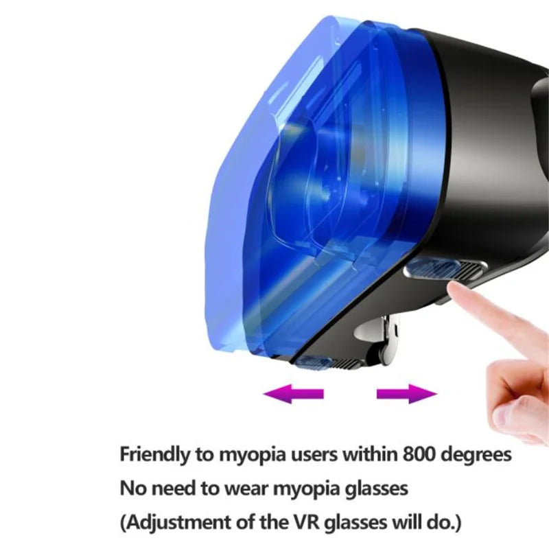 Black VR headset showing HD 3D display slot for 5-7 inch smartphones and gamepad ready | MetaNexusXR
