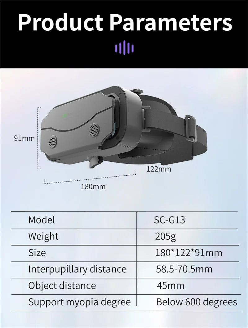 Giant-Screen 3D Viewer, glasses-friendly VR headset in-hand, showing overall size and build | MetaNexusXR