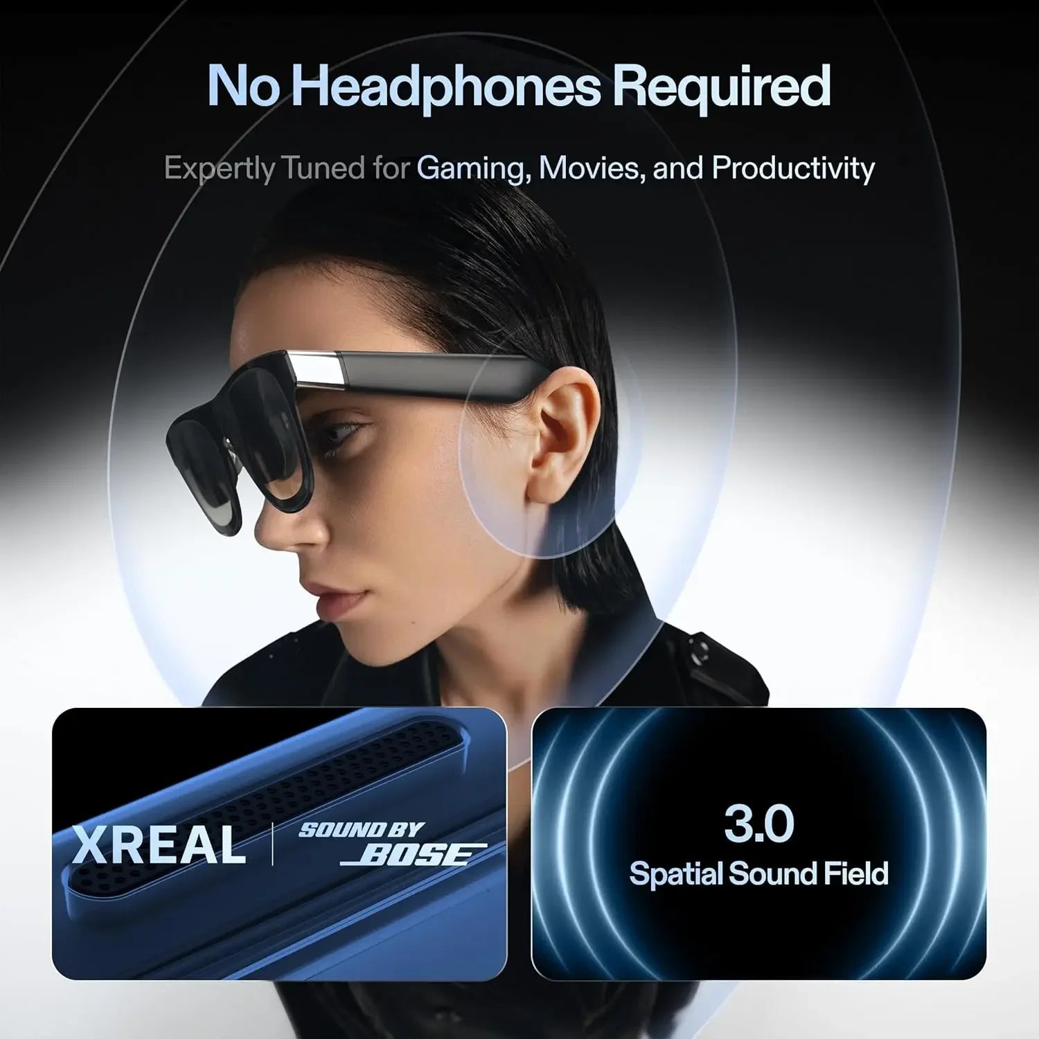 MetaNexusXR AR Display Eyewear projecting a 477" virtual screen for private cinema viewing. | MetaNexusXR