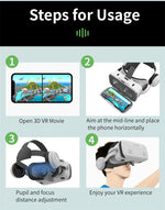 G15E VR headset streaming IMAX 3D movie on paired smartphone, available at MetaNexusXR