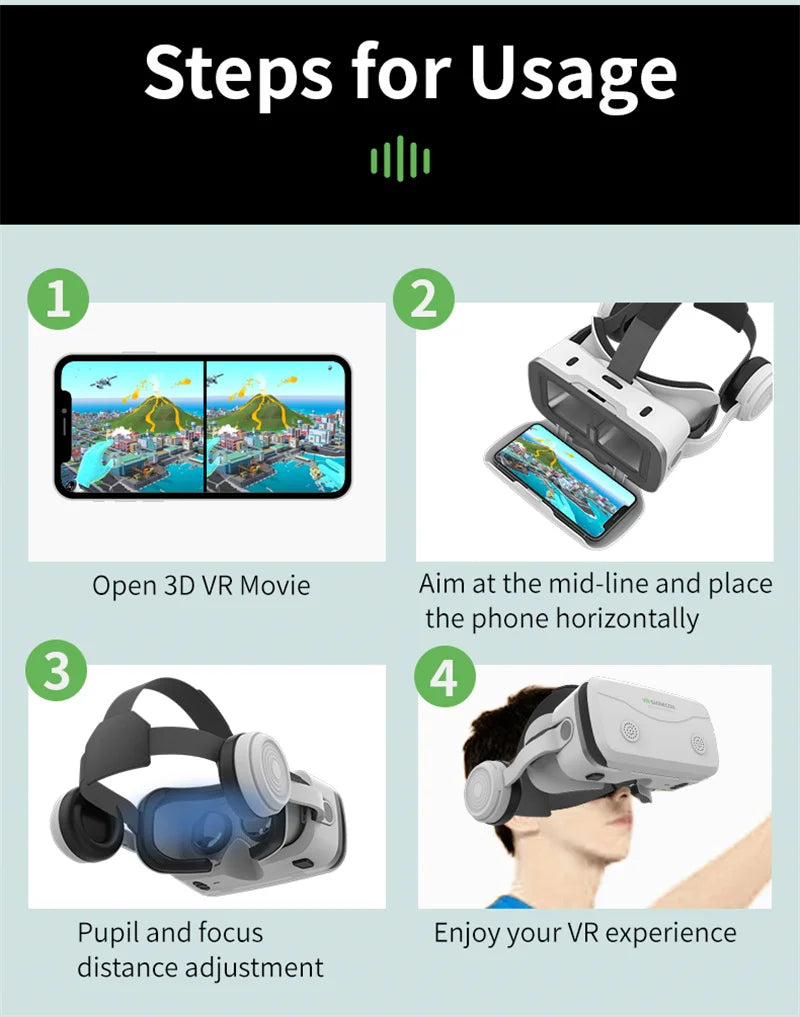 G15E VR headset streaming IMAX 3D movie on paired smartphone, available at MetaNexusXR