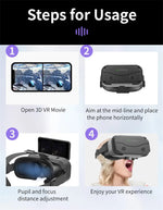 Rear view of the Giant-Screen 3D Viewer, glasses-friendly VR headset showing the strap adjustment buckle | MetaNexusXR