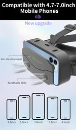 Giant-Screen 3D Viewer, glasses-friendly VR headset worn by a user, strap tightened for a secure fit | MetaNexusXR