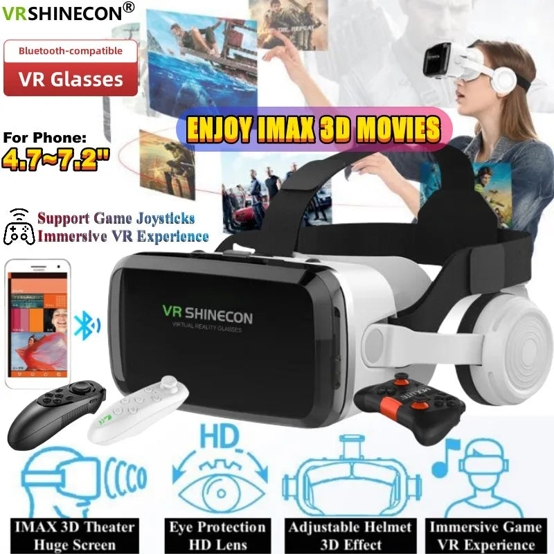 Front view of the Wireless VR headset for phone (fits up to 7.2in), dual lenses and phone tray visible | MetaNexusXR