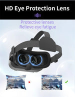 Three-quarter angle of the Giant-Screen 3D Viewer, glasses-friendly VR headset showing the adjustable head strap | MetaNexusXR