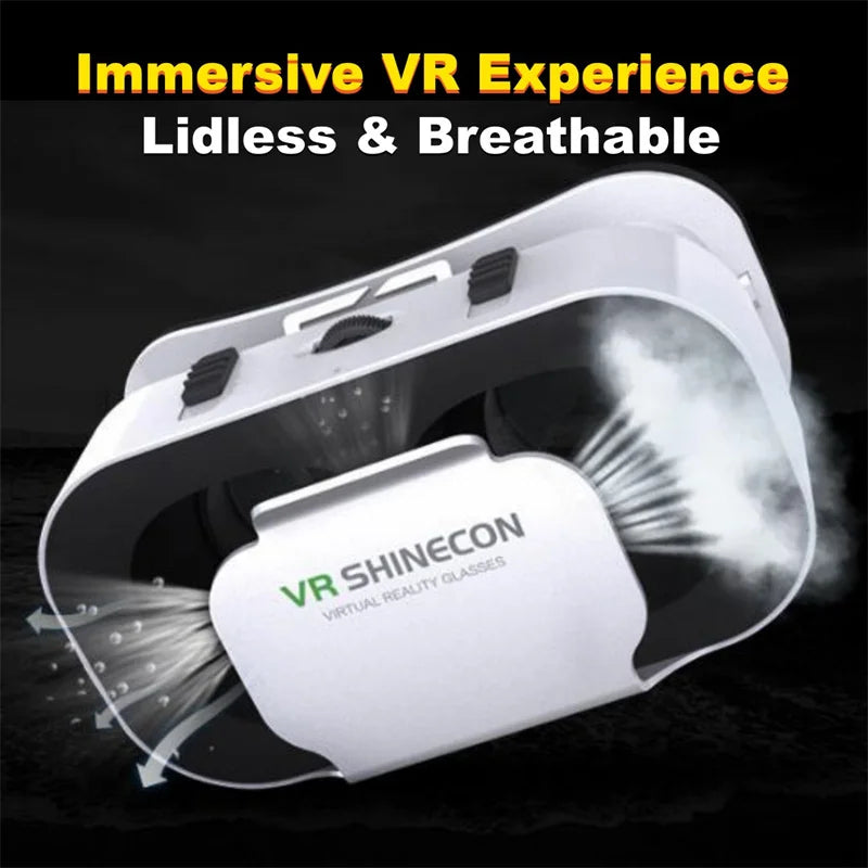 Three-quarter angle of the Compact Foldable VR headset for phone (280g) showing the adjustable head strap | MetaNexusXR