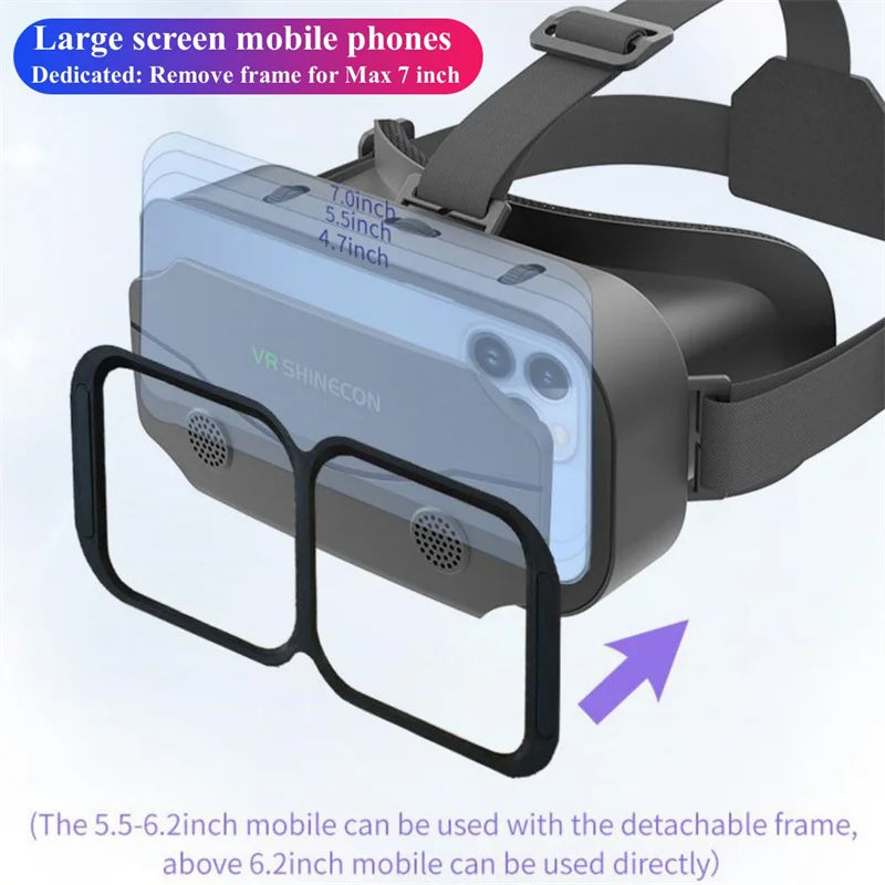 Giant-Screen 3D Viewer, glasses-friendly VR headset worn by a user, strap tightened for a secure fit | MetaNexusXR