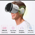 Three-quarter angle of the J70 4K Google Cardboard-compatible VR headset showing the adjustable head strap | MetaNexusXR
