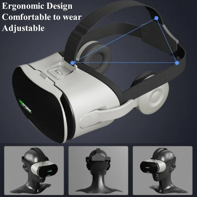 Rear view of the J70 4K Google Cardboard-compatible VR headset showing the strap adjustment buckle | MetaNexusXR